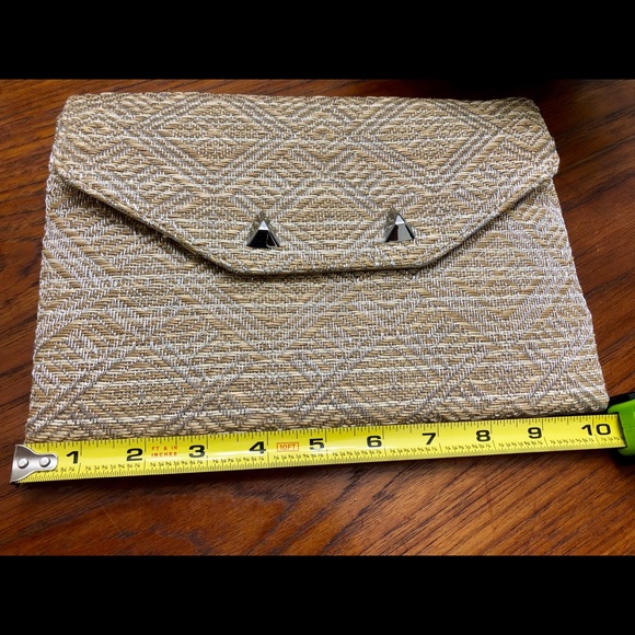 NWOT Stella & Dot Rattan & Silver Woven Clutch Bag - Picture 7 of 8